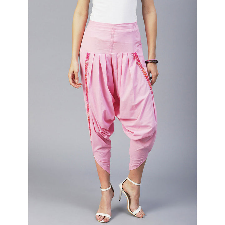 FASHOR Solid Cotton Dhoti Pant - Pink