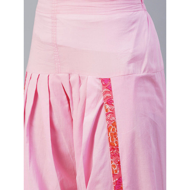 FASHOR Solid Cotton Dhoti Pant - Pink