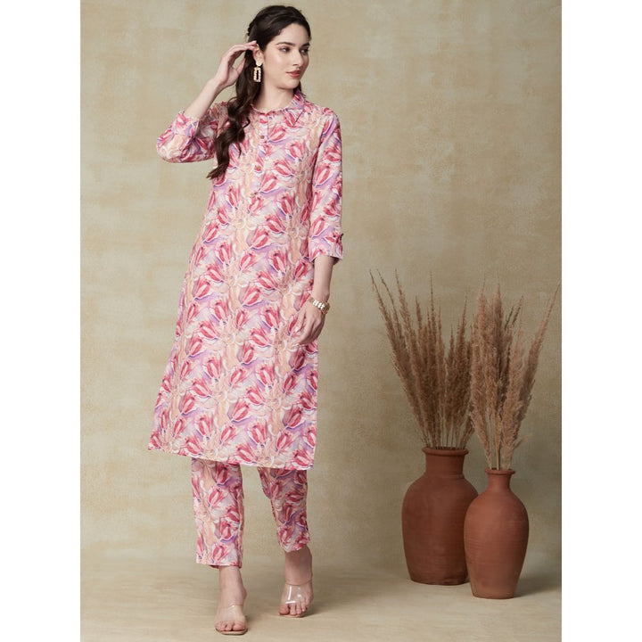 FASHOR Floral Printed Multi-Colour Kurta & Pants (Set of 2)