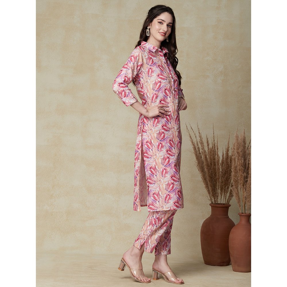 FASHOR Floral Printed Multi-Colour Kurta & Pants (Set of 2)