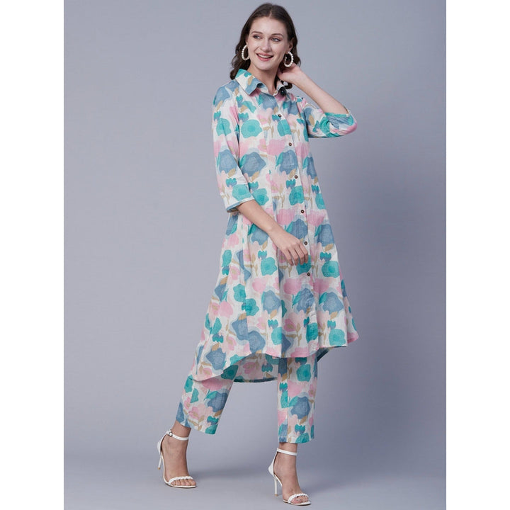 FASHOR Printed Kurta with Pants - Multi (Set of 2)