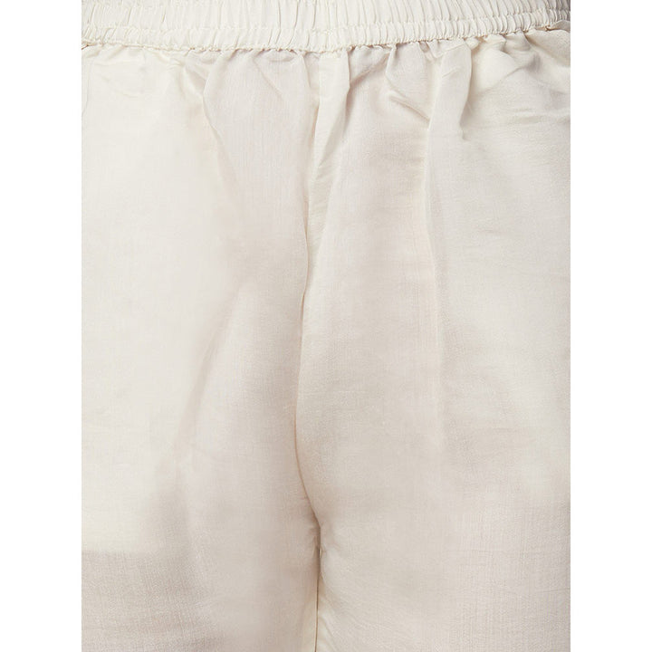 FASHOR Floral Embroidered & Crochet Lace Pant White