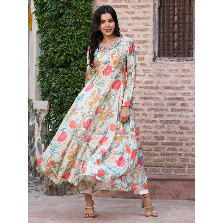 Fashor Floral Printed indo Western Maxi Dress- Multi