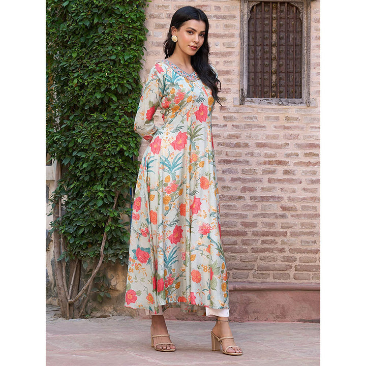 Fashor Floral Printed indo Western Maxi Dress- Multi