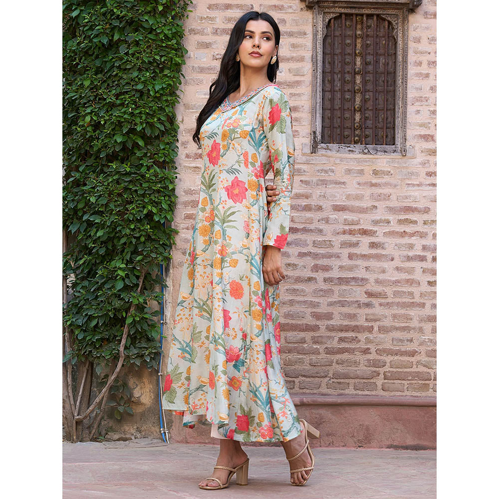 Fashor Floral Printed indo Western Maxi Dress- Multi