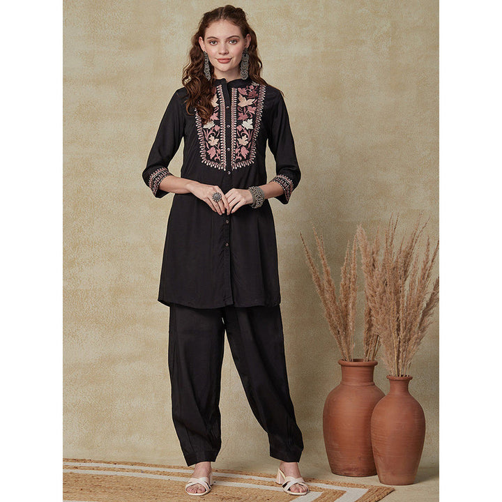 FASHOR Solid Shirt with Salwar Pants Indo Western Co-Ord (Set of 2)