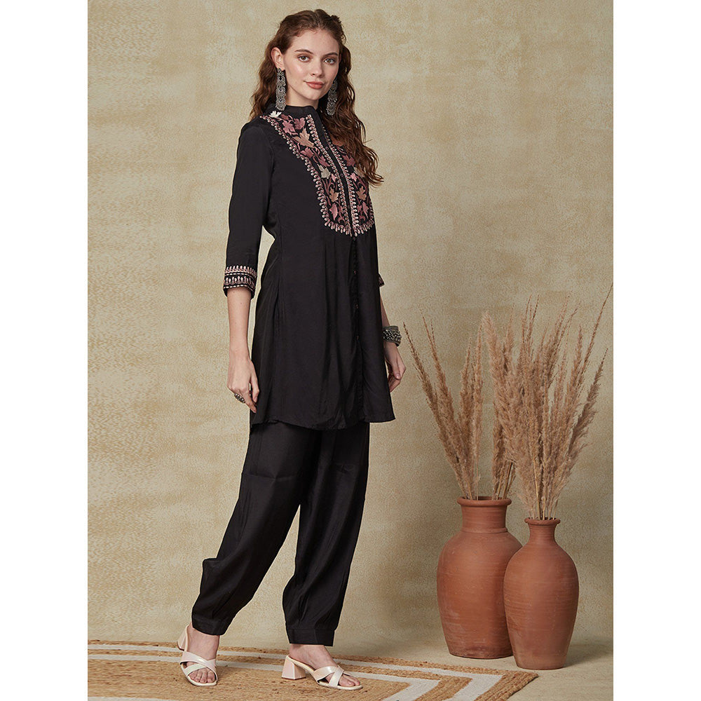 FASHOR Solid Shirt with Salwar Pants Indo Western Co-Ord (Set of 2)