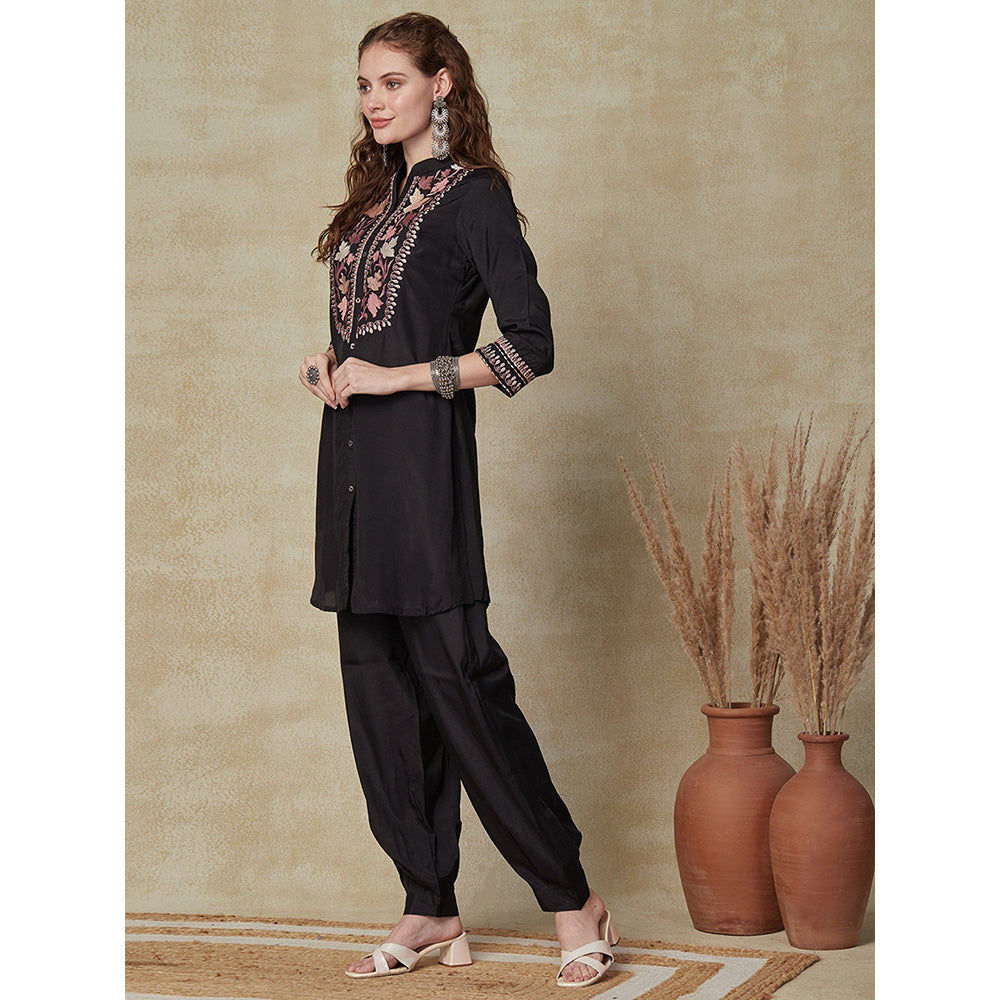 FASHOR Solid Shirt with Salwar Pants Indo Western Co-Ord (Set of 2)