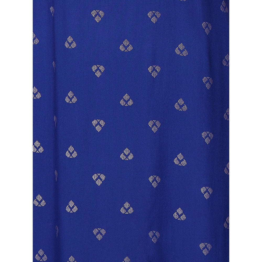 FASHOR Printed Zari Embroidered Kurta - Blue