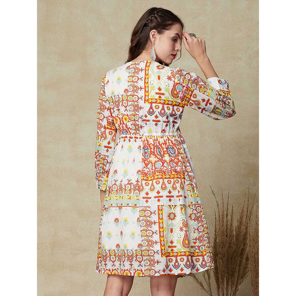 FASHOR Printed Knee Length Dress - Multi