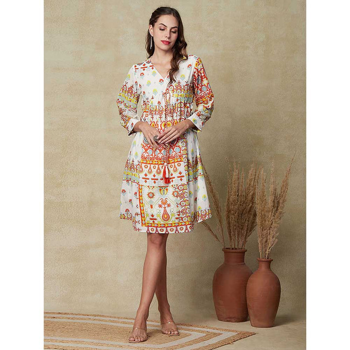 FASHOR Printed Knee Length Dress - Multi