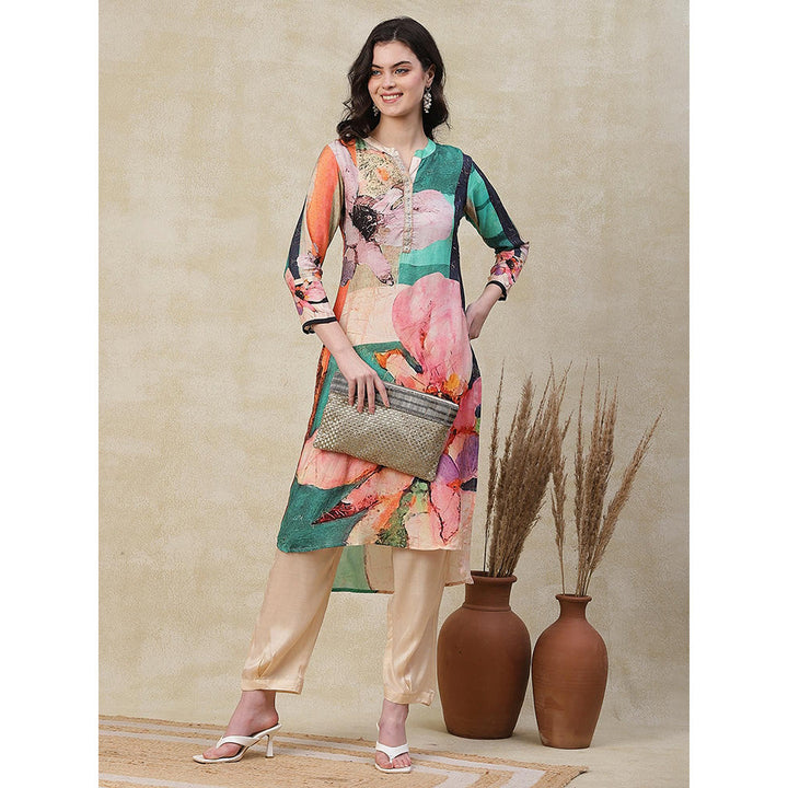 FASHOR Abstract Floral Printed Kurta with Pant - Multi