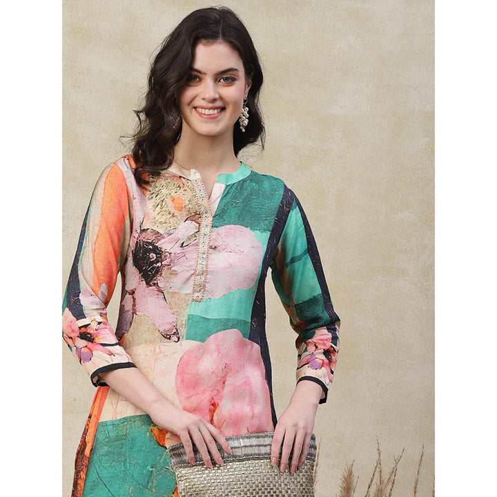 FASHOR Abstract Floral Printed Kurta with Pant - Multi