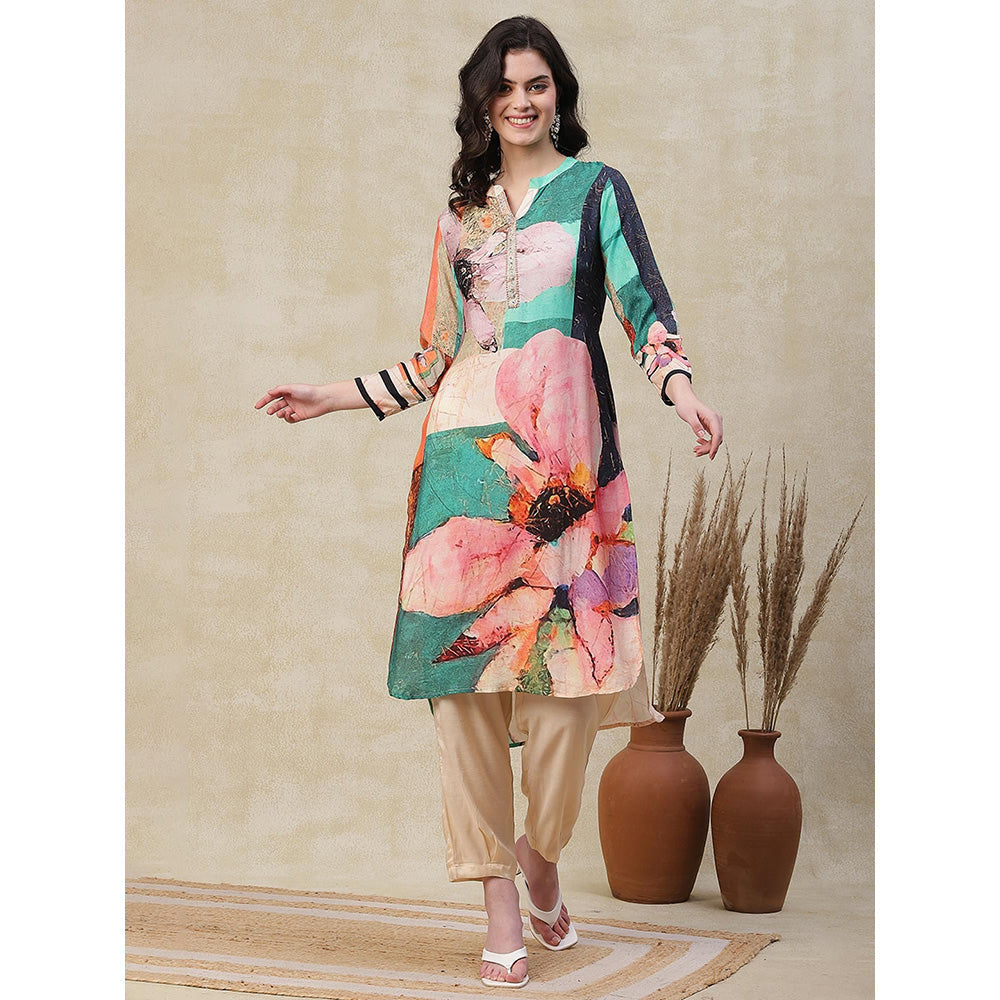 FASHOR Abstract Floral Printed Kurta with Pant - Multi