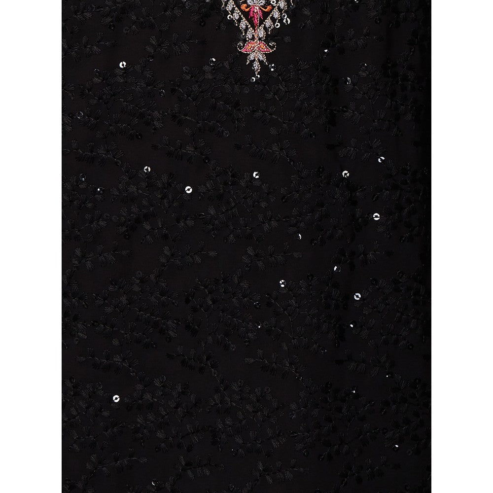 FASHOR Resham Sequins Embroidered Kurta - Black