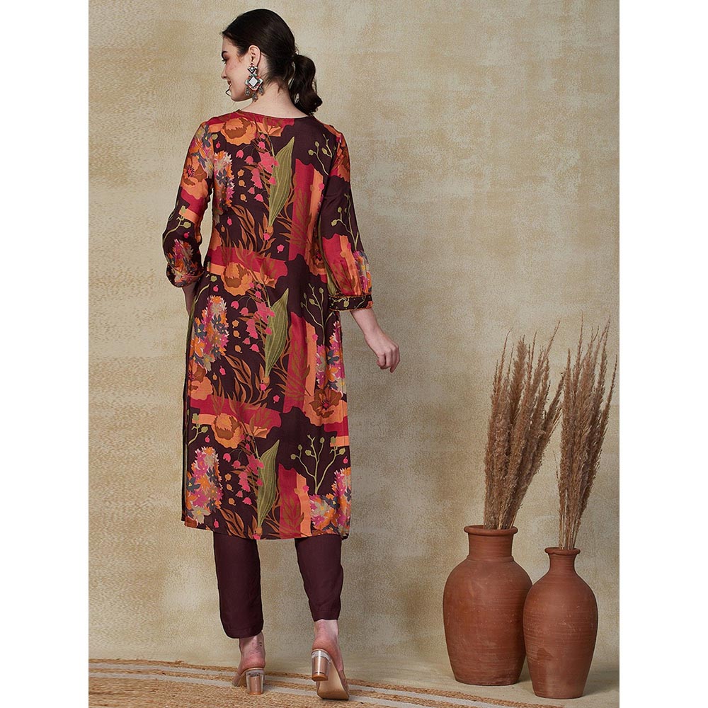 FASHOR Floral Printed Kurta with Pants - Multi (Set of 2)