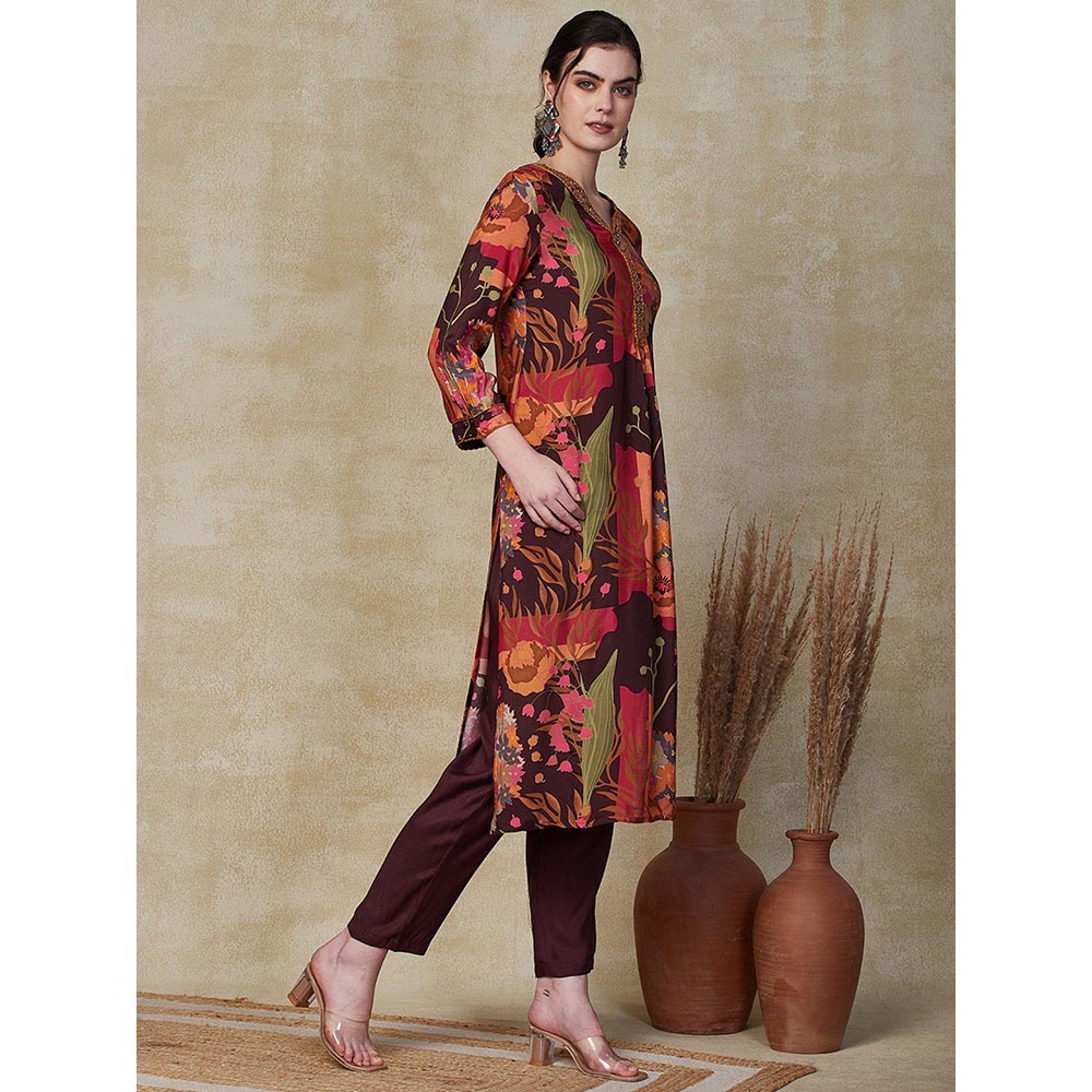 FASHOR Floral Printed Kurta with Pants - Multi (Set of 2)