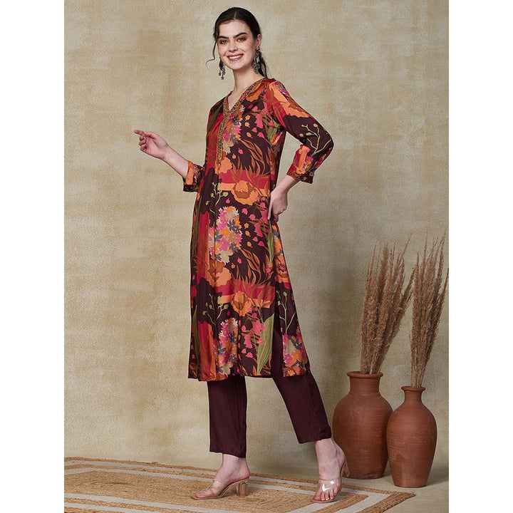 FASHOR Floral Printed Kurta with Pants - Multi (Set of 2)