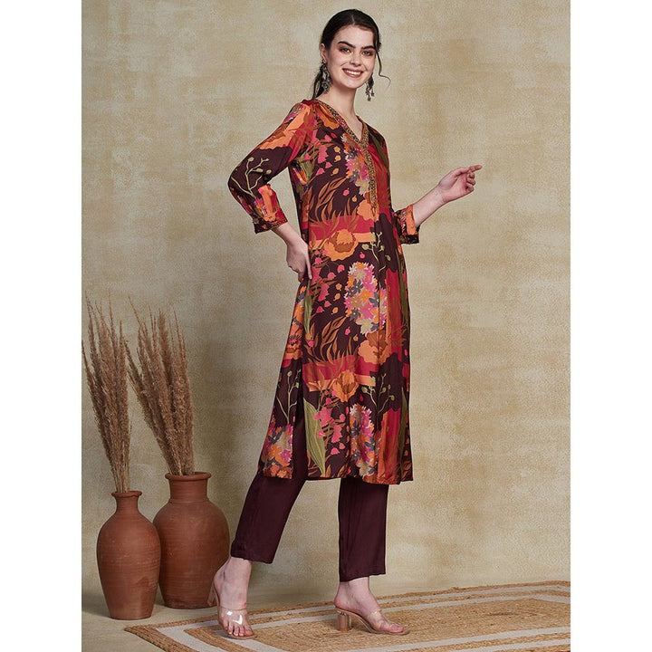 FASHOR Floral Printed Kurta with Pants - Multi (Set of 2)