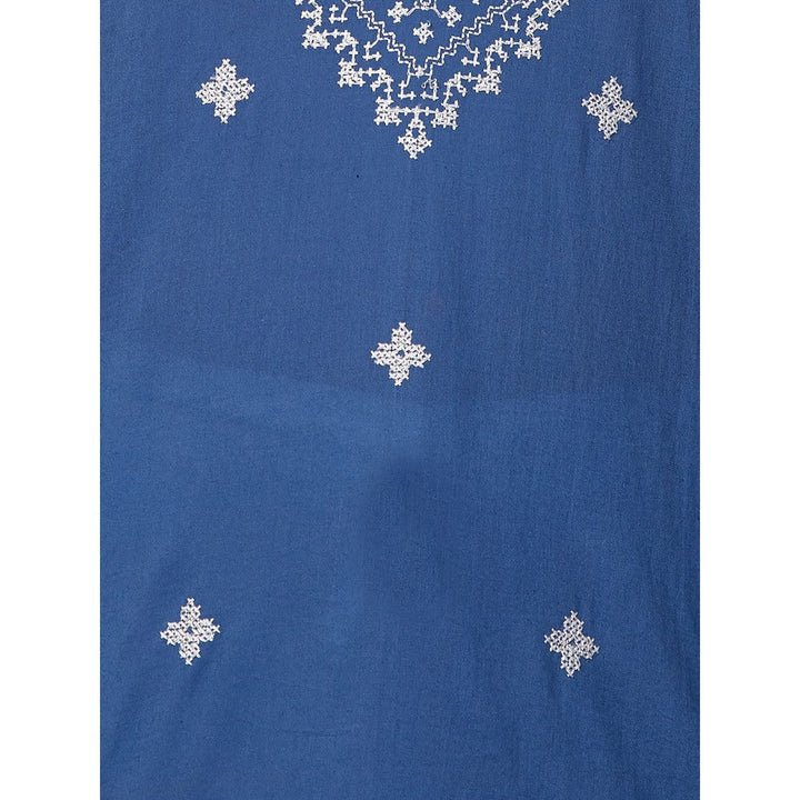 FASHOR Ethnic Embroidered Straight Fit Kurta - Blue