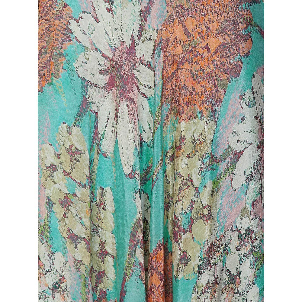 FASHOR Floral Printed Maxi Dress - Turquoise Blue