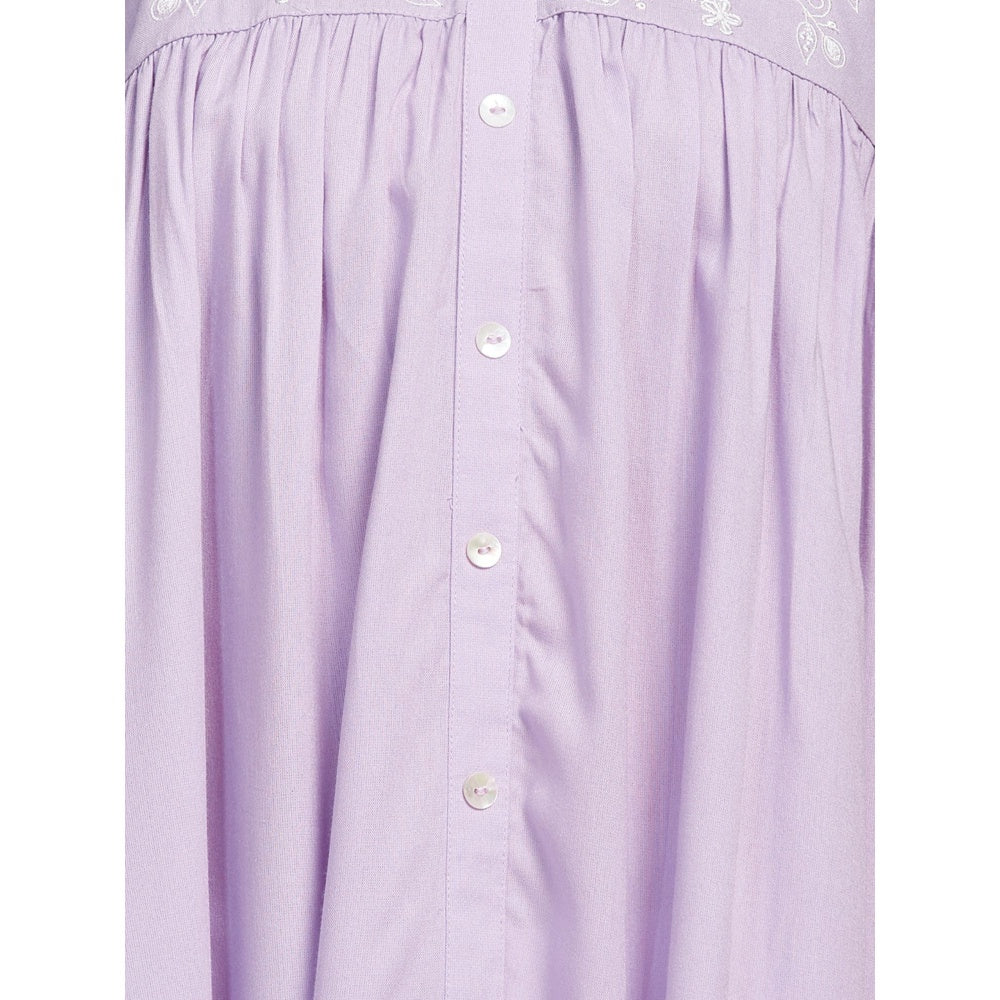 FASHOR Solid Resham Embroidered Pleated Short Kurti - Lavender