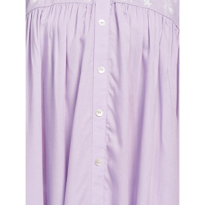 FASHOR Solid Resham Embroidered Pleated Short Kurti - Lavender