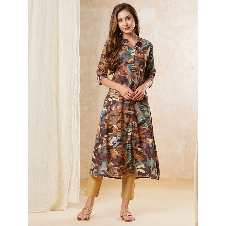 FASHOR Abstract Printed A-Line Kurta - Multi-Color