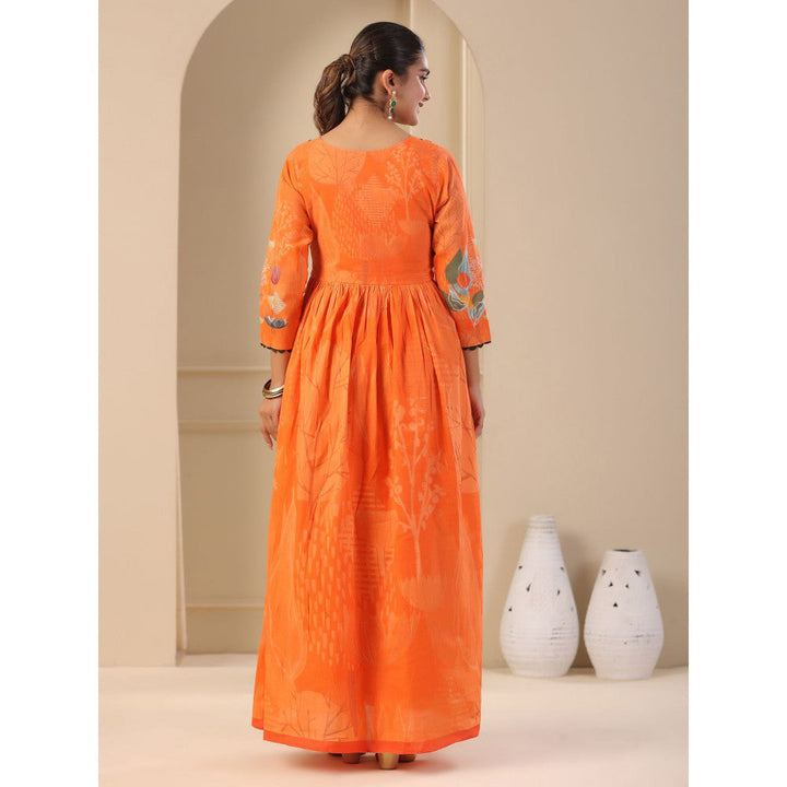 FASHOR Floral Printed Maxi Dress - Orange