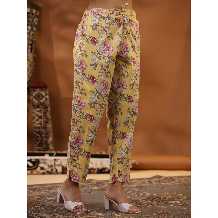 FASHOR Floral Printed Kurta with Pants - Yellow (Set of 2)
