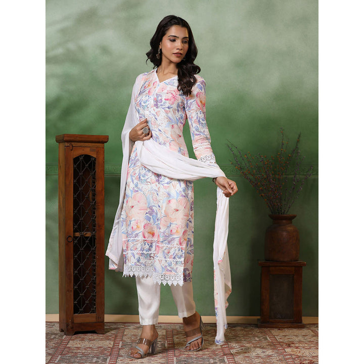 FASHOR Floral Printed Kurta with Pants and Dupatta - Multi (Set of 3)