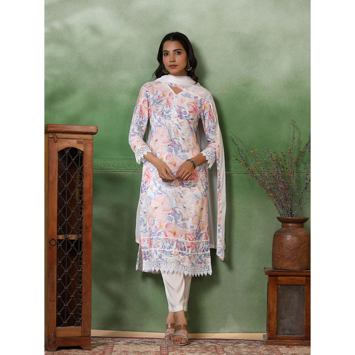 FASHOR Floral Printed Kurta with Pants and Dupatta - Multi (Set of 3)