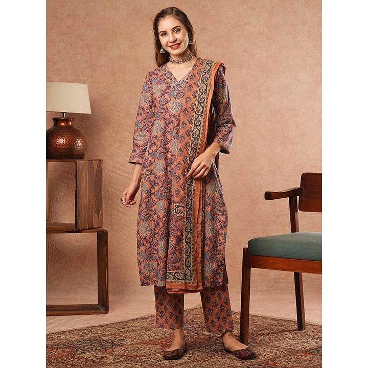 FASHOR Floral Printed Kurta with Pant & Dupatta - Multi (Set of 3)