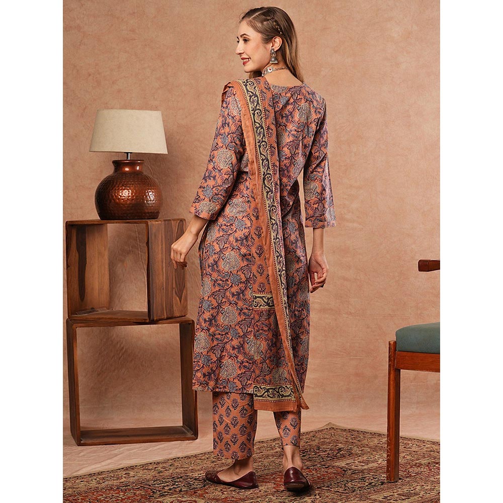 FASHOR Floral Printed Kurta with Pant & Dupatta - Multi (Set of 3)