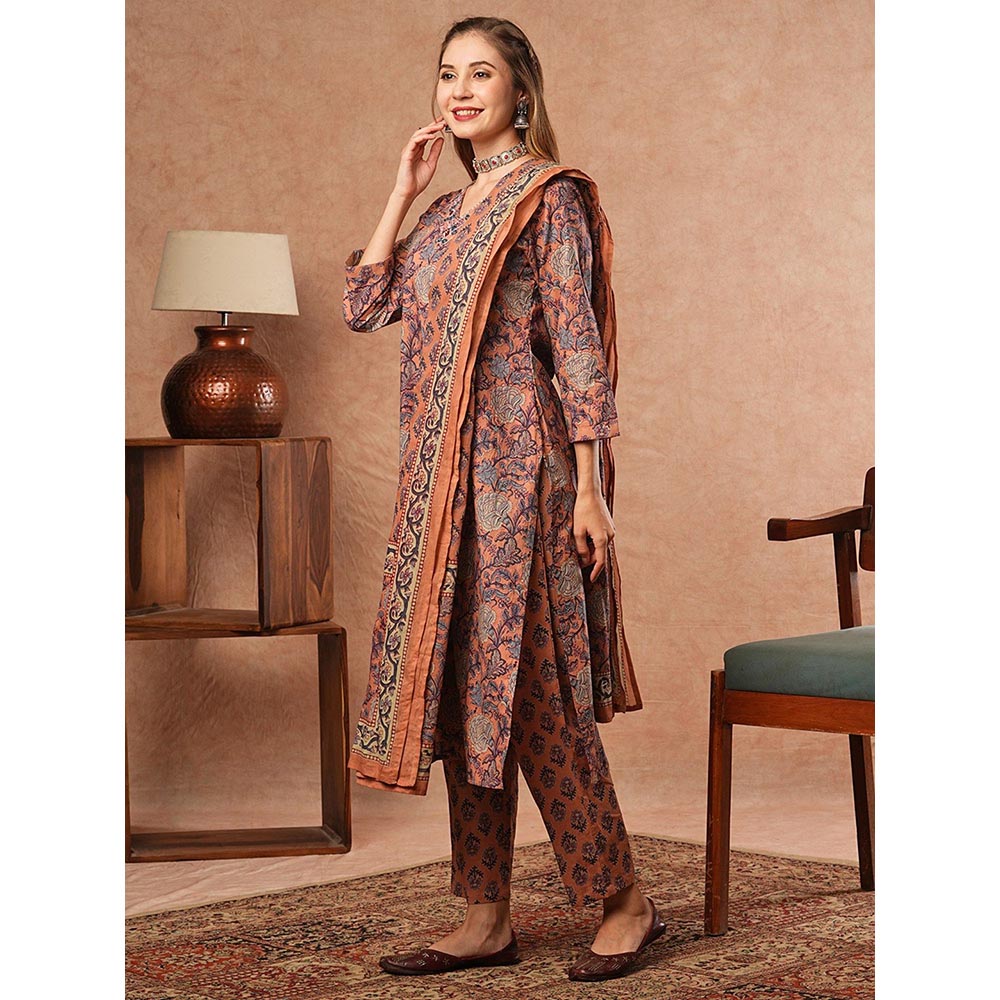 FASHOR Floral Printed Kurta with Pant & Dupatta - Multi (Set of 3)