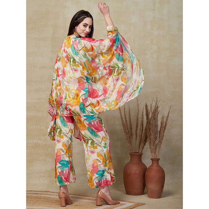 FASHOR Multi-Color Floral Printed Kaftan with Palazzo (Set of 2)