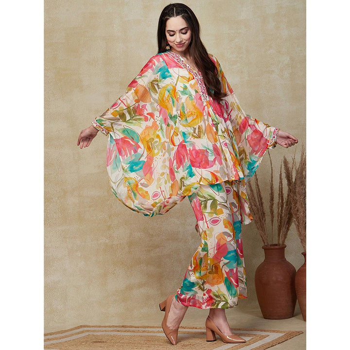 FASHOR Multi-Color Floral Printed Kaftan with Palazzo (Set of 2)