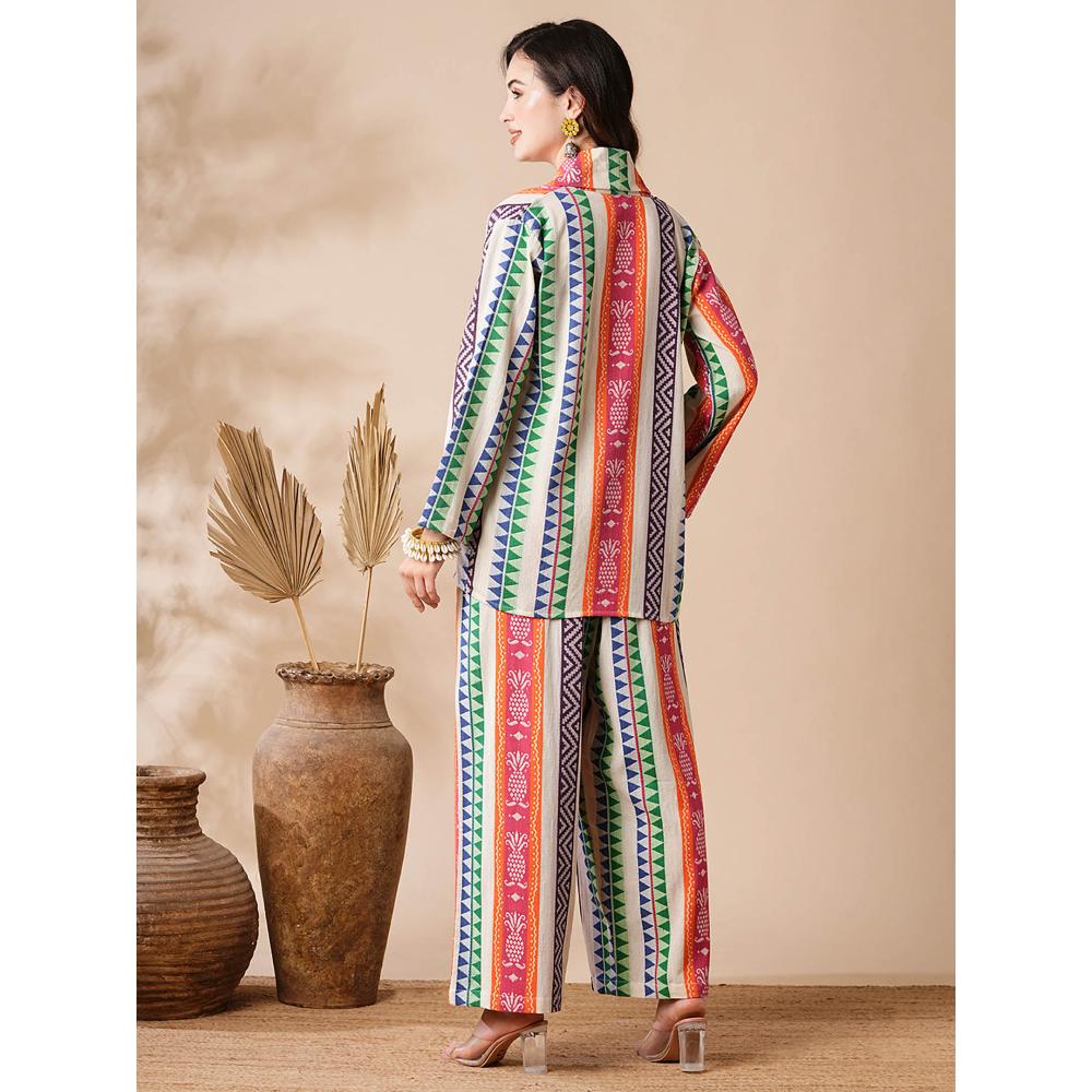 FASHOR Multi-Color Woven Handloom Co-Ord (Set of 3)