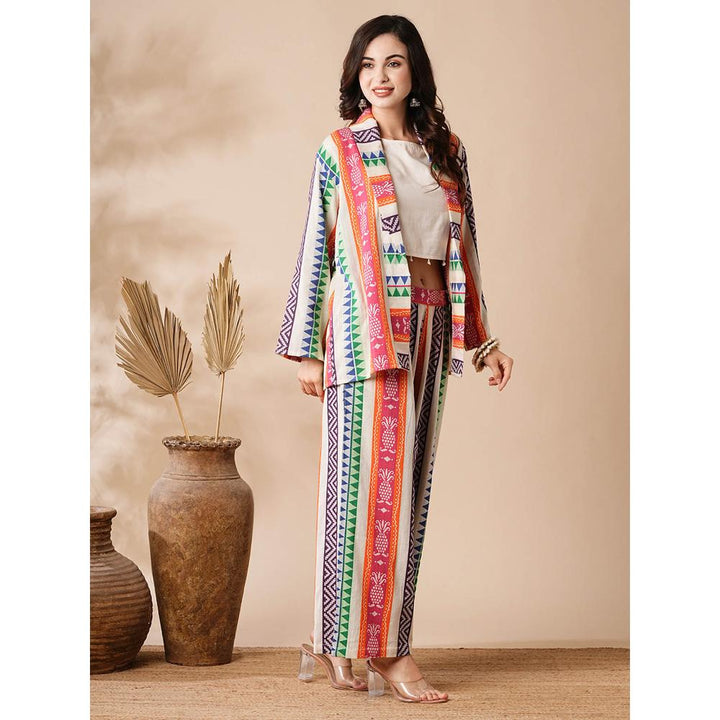 FASHOR Multi-Color Woven Handloom Co-Ord (Set of 3)