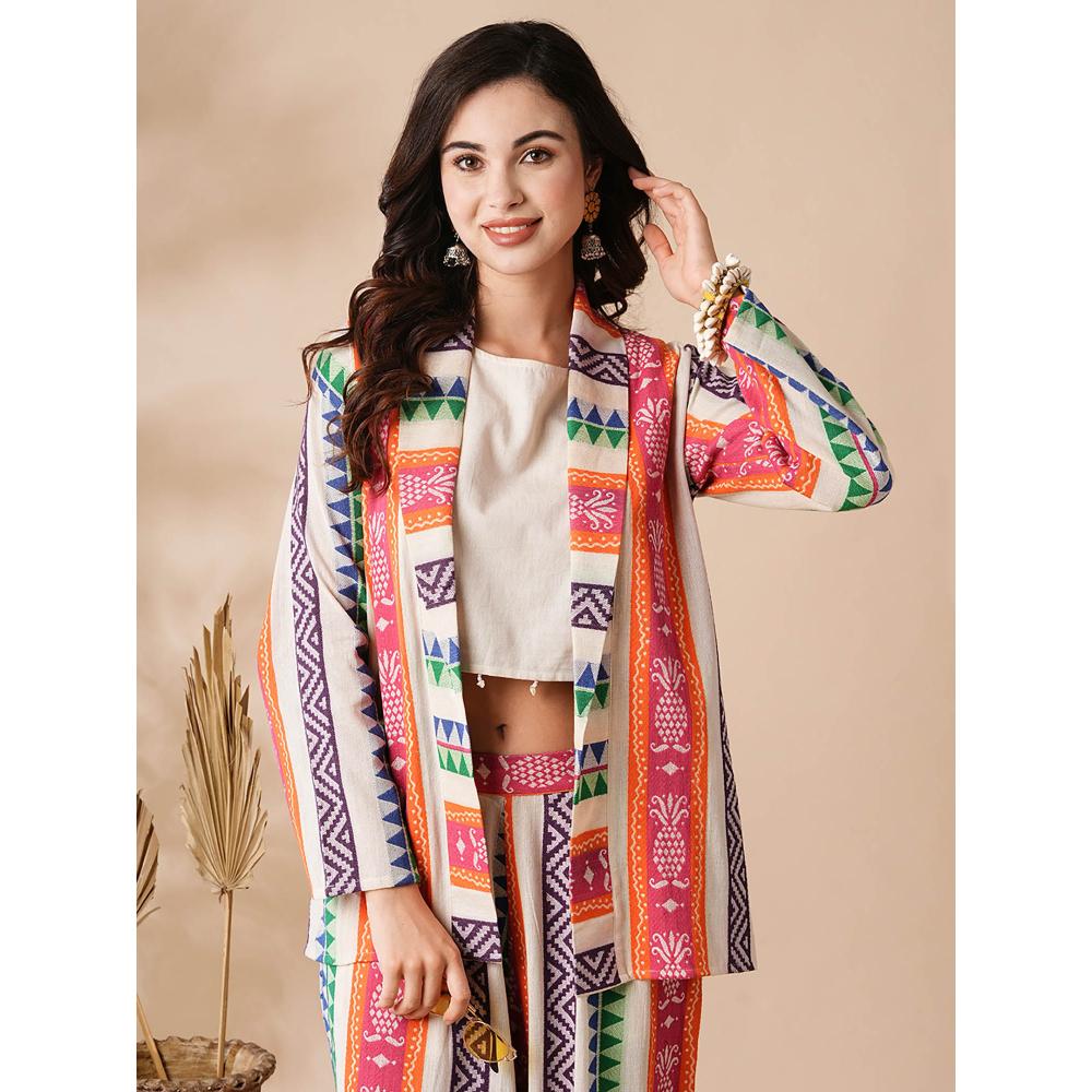 FASHOR Multi-Color Woven Handloom Co-Ord (Set of 3)