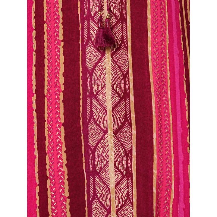 FASHOR Women Magenta Printed Sequined Kurta