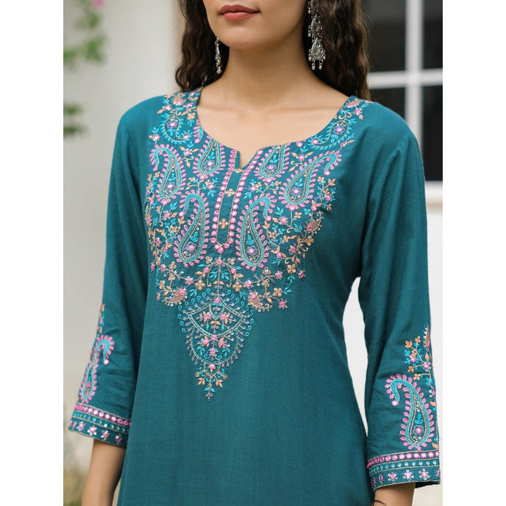 FASHOR Green Embroidered Embellished Kurta