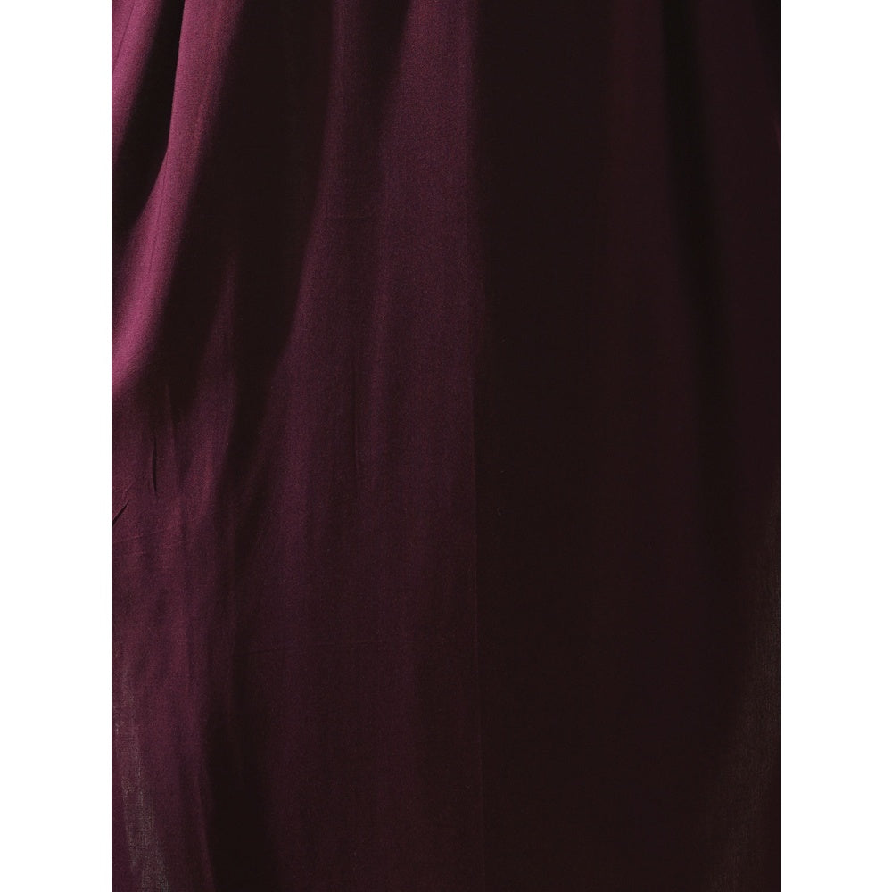 FASHOR Burgundy Ethnic Mirror Work Embroidered Kurta