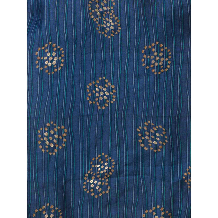 FASHOR Blue Printed and Embroidered Straight Fit Kurta