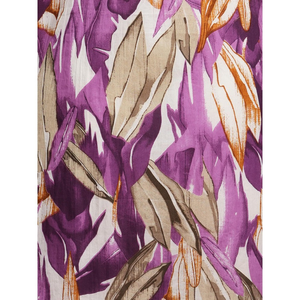 FASHOR Abstract Floral Printed A-Line Kurta Purple