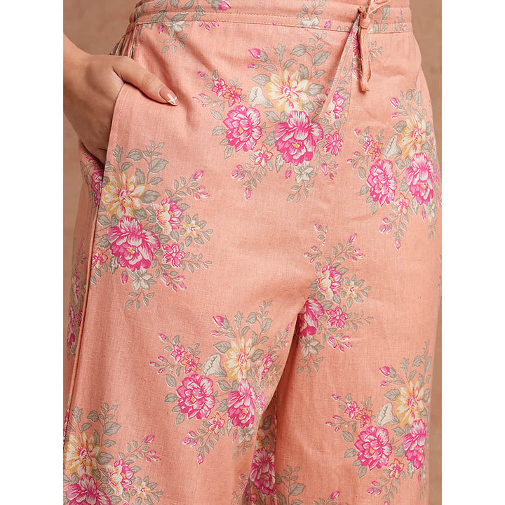 FASHOR Peach Floral Printed Co-Ord (Set of 2)