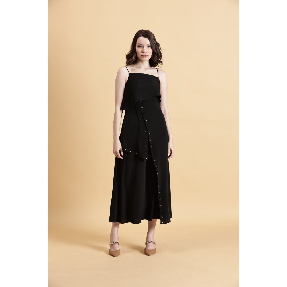 Fawn 24 Black Eyelet Noir Midi Dress
