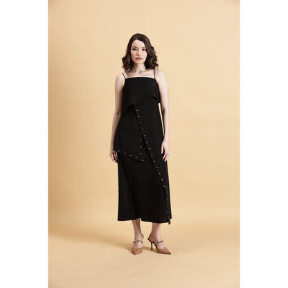 Fawn 24 Black Eyelet Noir Midi Dress