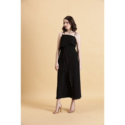 Fawn 24 Black Eyelet Noir Midi Dress