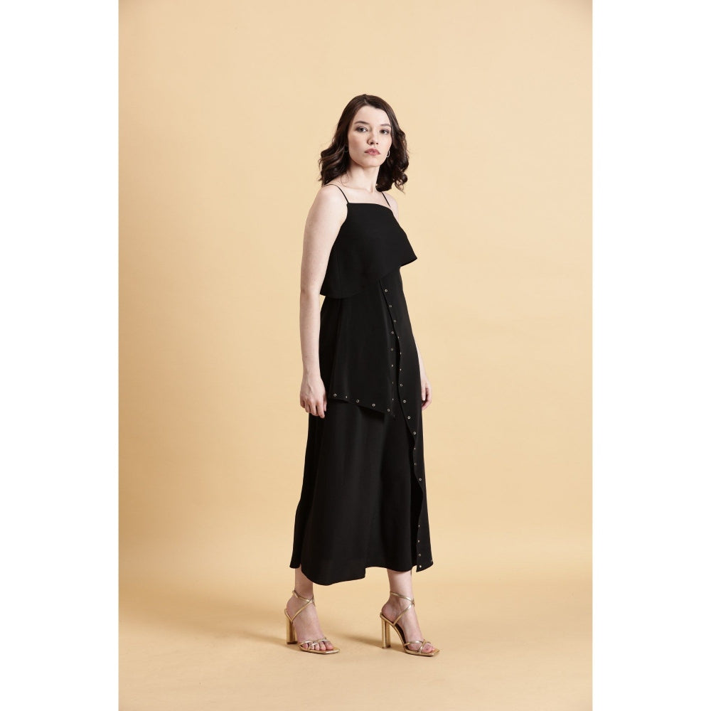 Fawn 24 Black Eyelet Noir Midi Dress